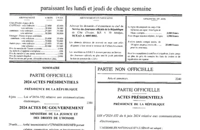 LOI N°2024-352 DU 6 JUIN 2024 RELATIVE AUX COMMUNICATIONS ELECTRONIQUES