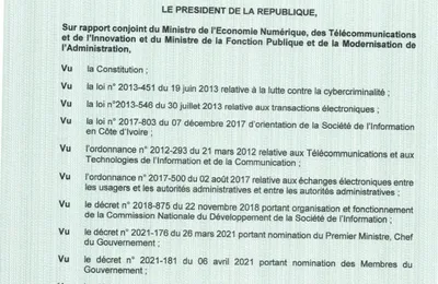 DECRET N° 2021-912 DU 22 DECEMBRE 2021 PORTANT ADOPTION DU CADRE COMMUN D'URBANISATION DES SYSTEMES D'INFORMATION DE L'EТАТ