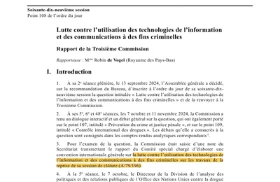 LUTTE CONTRE L’UTILISATION DES TECHNOLOGIES DE L’INFORMATION ET DES COMMUNICATIONS À DES FINS CRIMINELLE