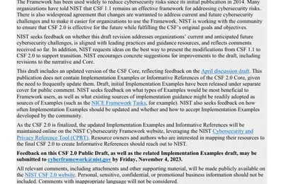 NIST CYBERSECURITY FRAMEWORK
